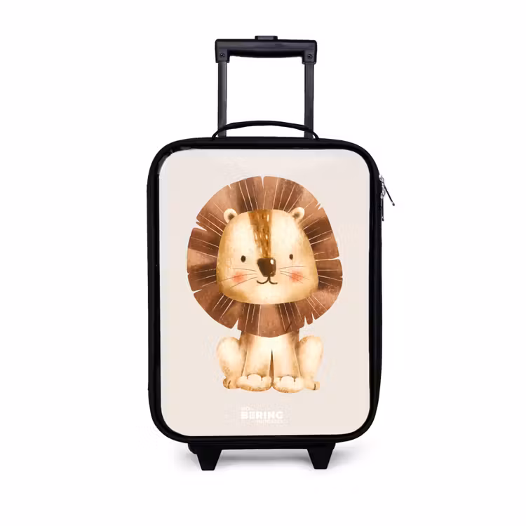 Leeuw illustratie met beige achtergrond Kinderkoffer - Zwart klein -3d