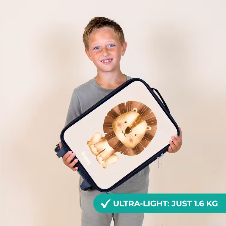 Leeuw illustratie met beige achtergrond Kinderkoffer - Zwart klein -sfeer4_UK