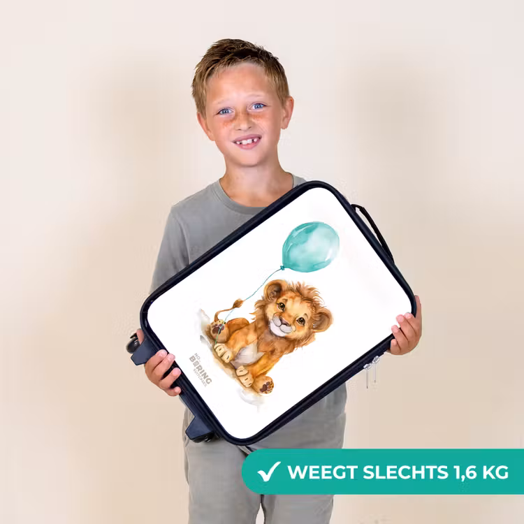Leeuw met blauwe ballon Kinderkoffer - Zwart klein -sfeer4_NL