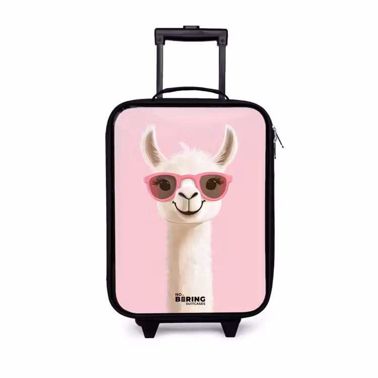 Lama - Wit - Zonnebril - Wimpers Kinderkoffer - Zwart klein -3d