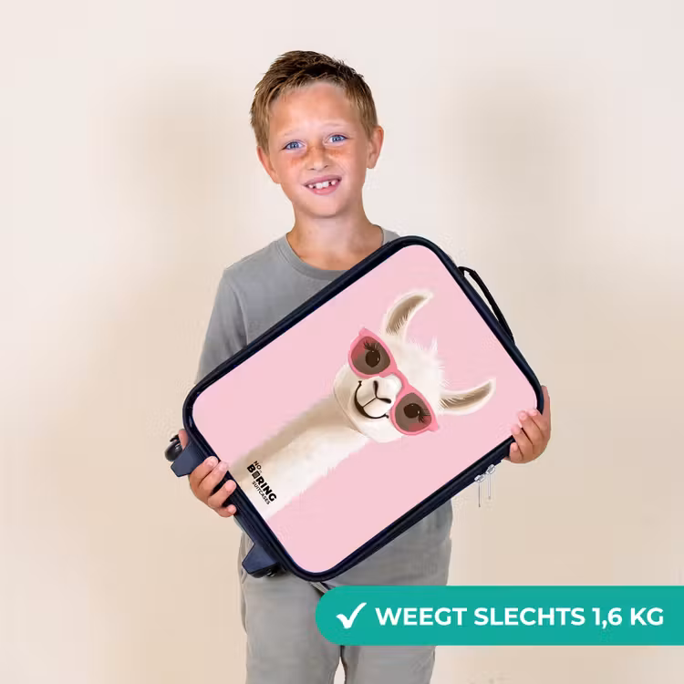 Lama - Wit - Zonnebril - Wimpers Kinderkoffer - Zwart klein -sfeer4_NL
