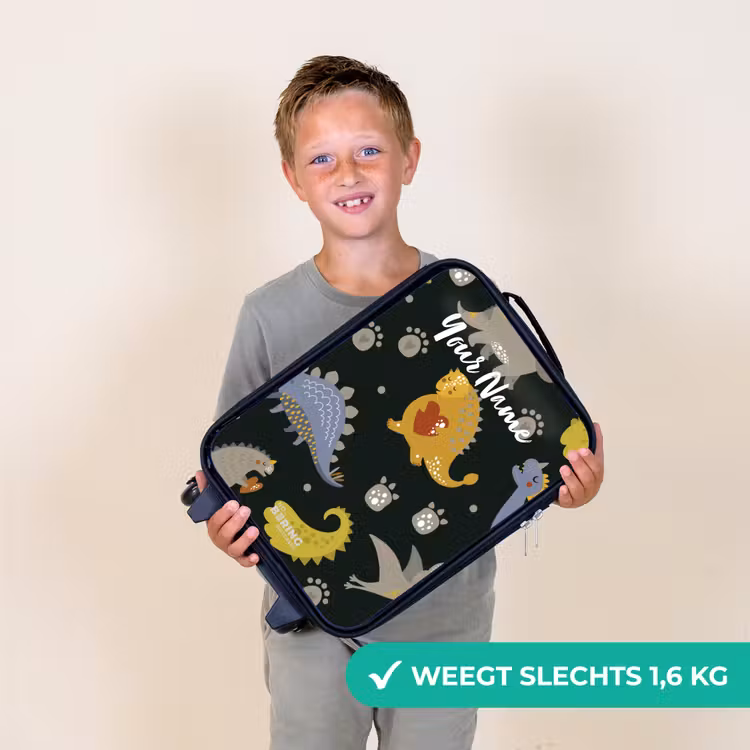 Liefdevolle dinosaurus Kinderkoffer - Zwart klein -sfeer4_NL