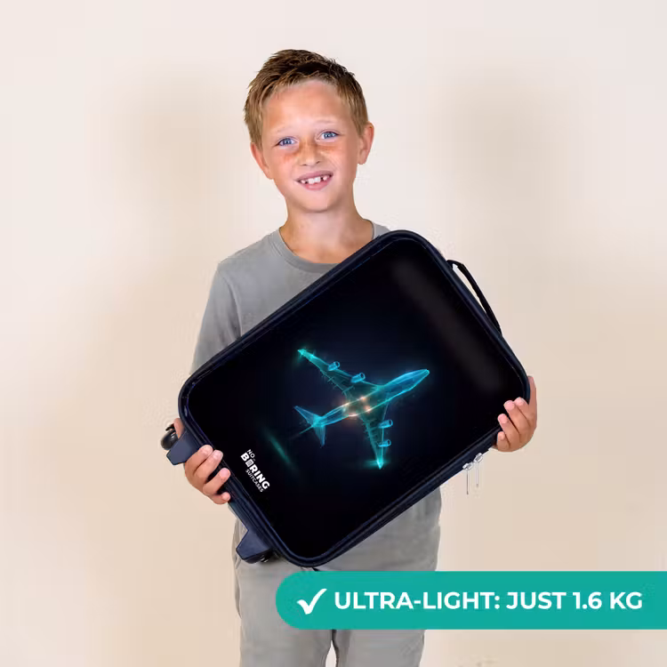 Lichtgevend vliegtuig Kinderkoffer - Zwart klein -sfeer4_UK