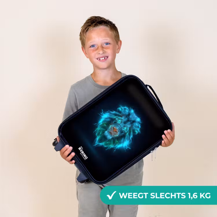 Lichtgevende leeuw Kinderkoffer - Zwart klein -sfeer4_NL
