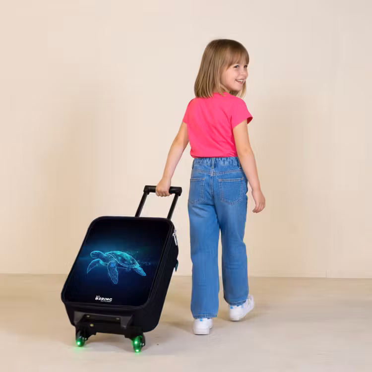 Lichtgevende schildpad in digitale oceaan Kinderkoffer - Zwart klein -sfeer1