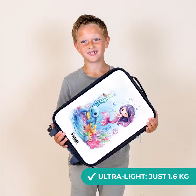 Zeemeermin met blauw schildpad tussen koraal Kinderkoffer - Zwart klein -sfeer4_UK