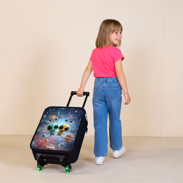 Vrolijke buitenaardse vrienden Kinderkoffer - Zwart klein -sfeer1