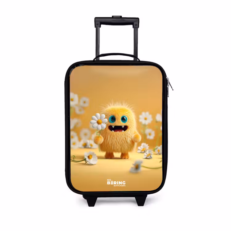 Monster - Wezen - Bloem - Geel Kinderkoffer - Zwart klein -3d