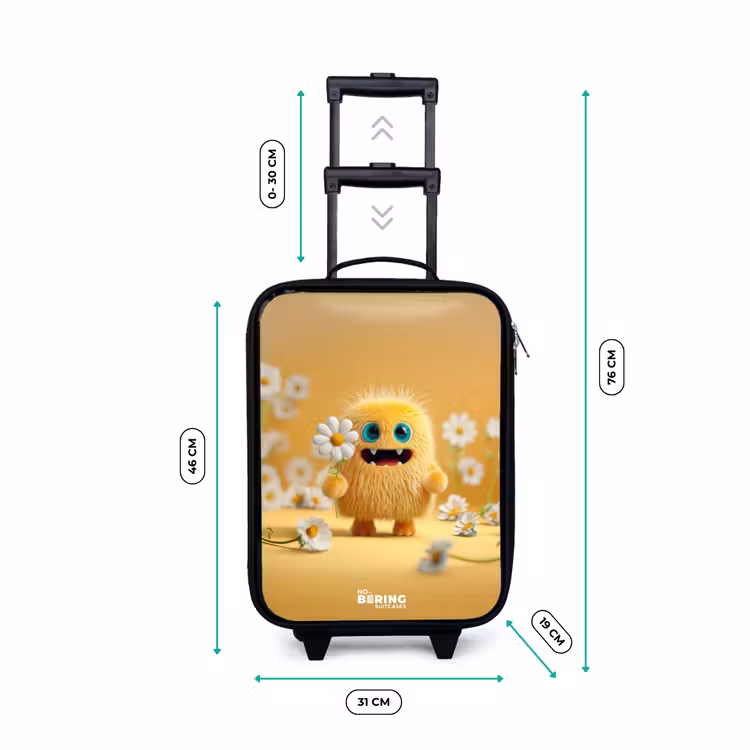 Monster - Wezen - Bloem - Geel Kinderkoffer - Zwart klein -productfoto_formaten