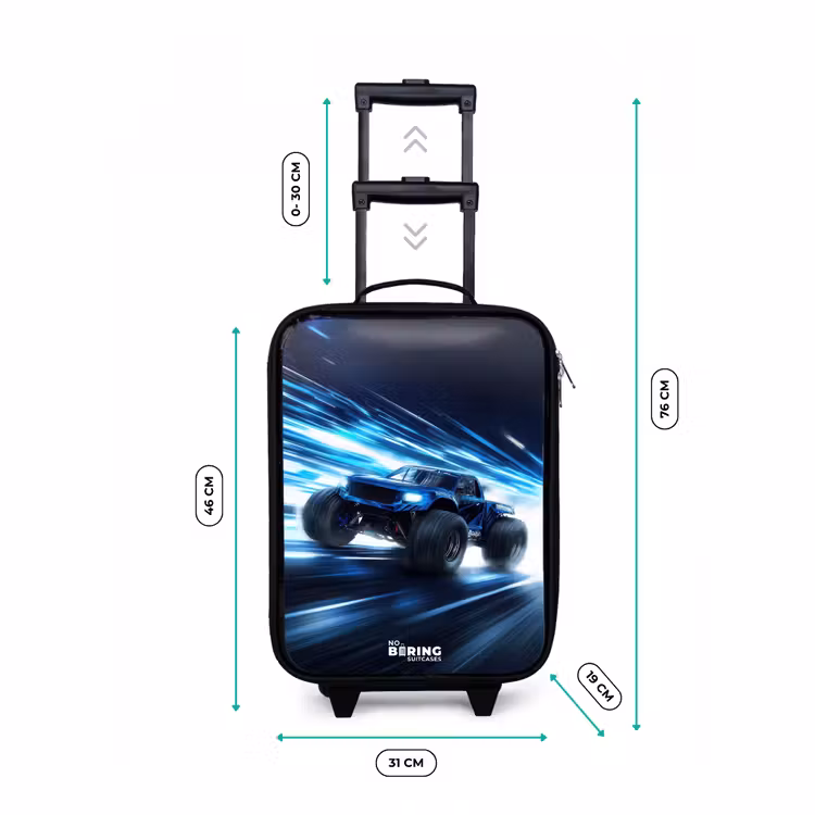 Monstertruck raast door lichtsnelheid Kinderkoffer - Zwart klein -productfoto_formaten