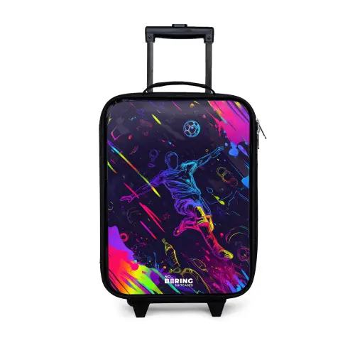 Neon actievolle voetbalspeler Kinderkoffer - Zwart klein -3d
