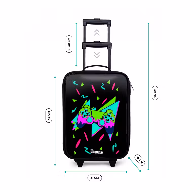 Neon controller op zwart Kinderkoffer - Zwart klein -productfoto_formaten