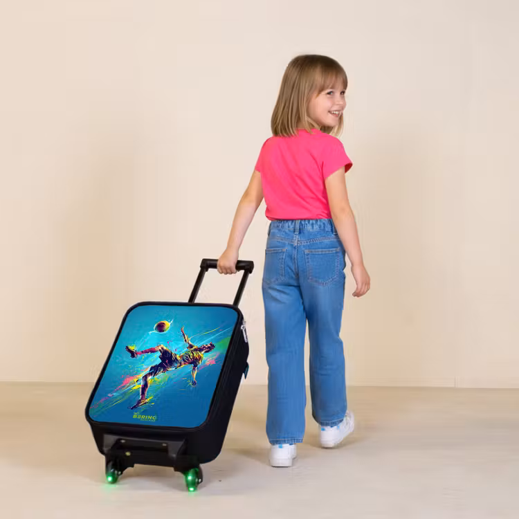 Neon - Voetbal - Schop - Kleurrijk Kinderkoffer - Zwart klein -sfeer1