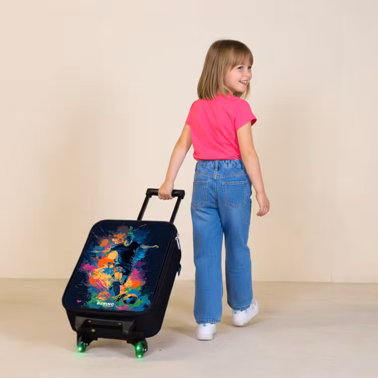 Neon - Voetballer - Kleurrijk Kinderkoffer - Zwart klein -sfeer1