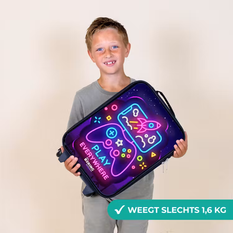 Neonillustratie met een controller Kinderkoffer - Zwart klein -sfeer4_NL