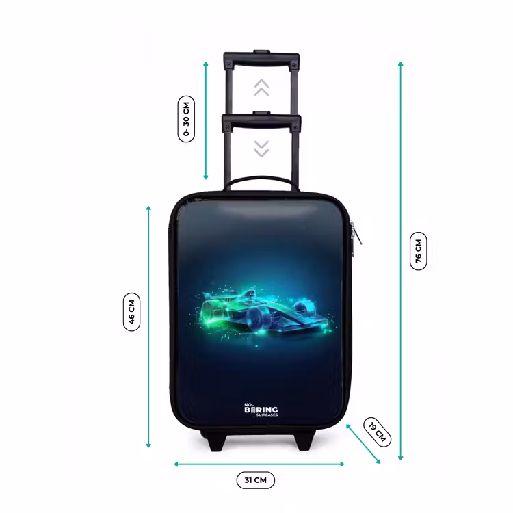 Neon racewagen in digitale stijl Kinderkoffer - Zwart klein -productfoto_formaten