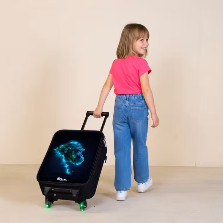 Neon silhouet van een chimpansee Kinderkoffer - Zwart klein -sfeer1