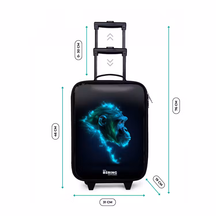 Neon silhouet van een chimpansee Kinderkoffer - Zwart klein -productfoto_formaten