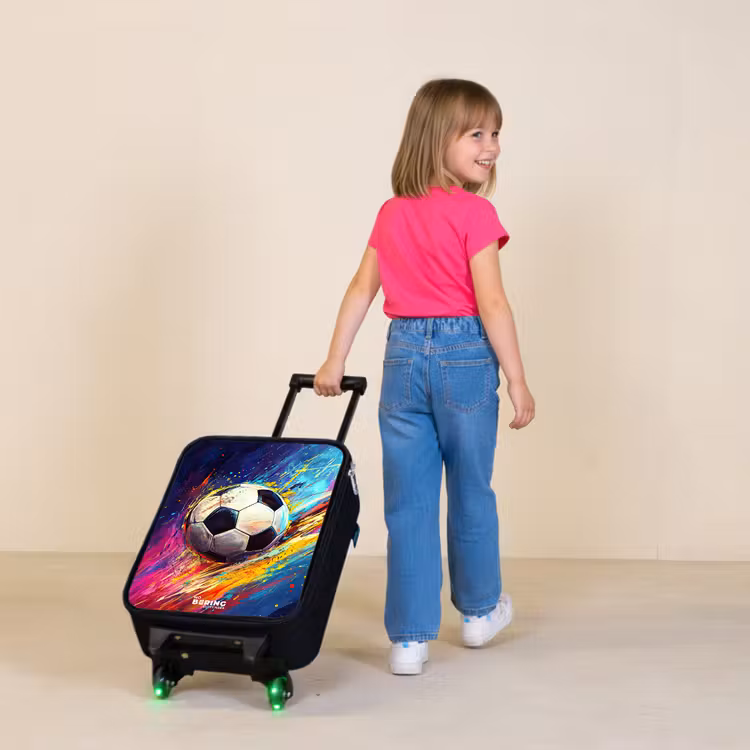 Neon - Voetbal - Kleurrijk Kinderkoffer - Zwart klein -sfeer1