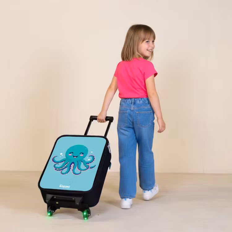 Octopus - Water - Blauw Kinderkoffer - Zwart klein -sfeer1