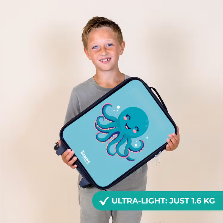 Octopus - Water - Blauw Kinderkoffer - Zwart klein -sfeer4_UK
