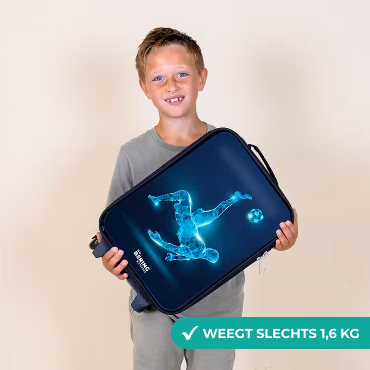 Omhaal in blauw neonvoetbal Kinderkoffer - Zwart klein -sfeer4_NL