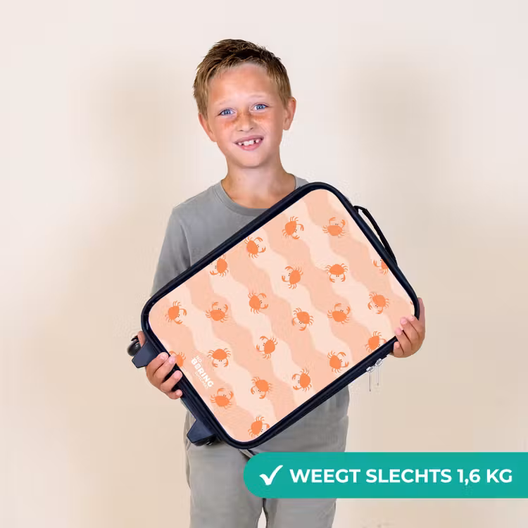 Oranje krabben op golvende achtergrond Kinderkoffer - Zwart klein -sfeer4_NL