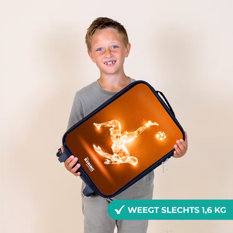 Oranje lichtvoetballer in zweefmoment Kinderkoffer - Zwart klein -sfeer4_NL