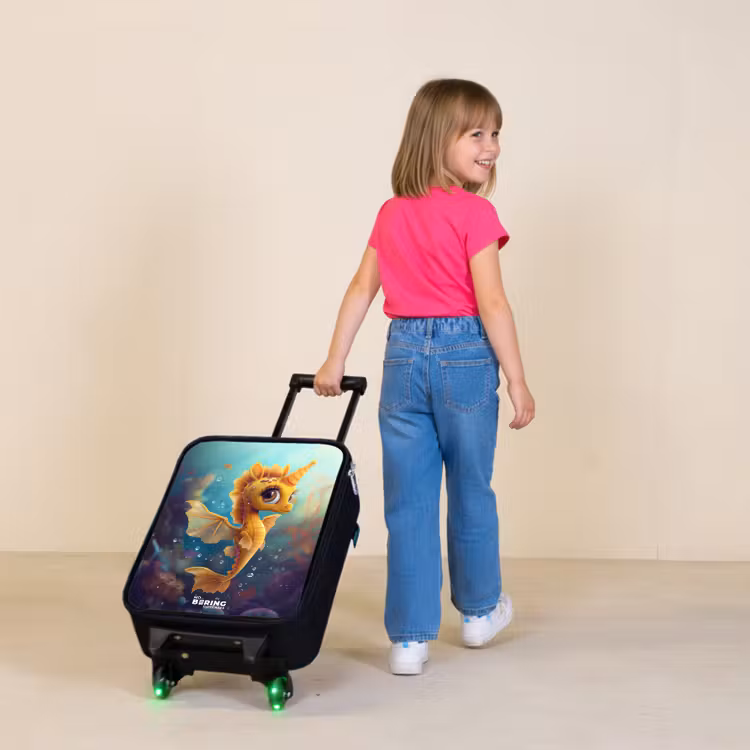 Oranje zeepaardje in het water Kinderkoffer - Zwart klein -sfeer1