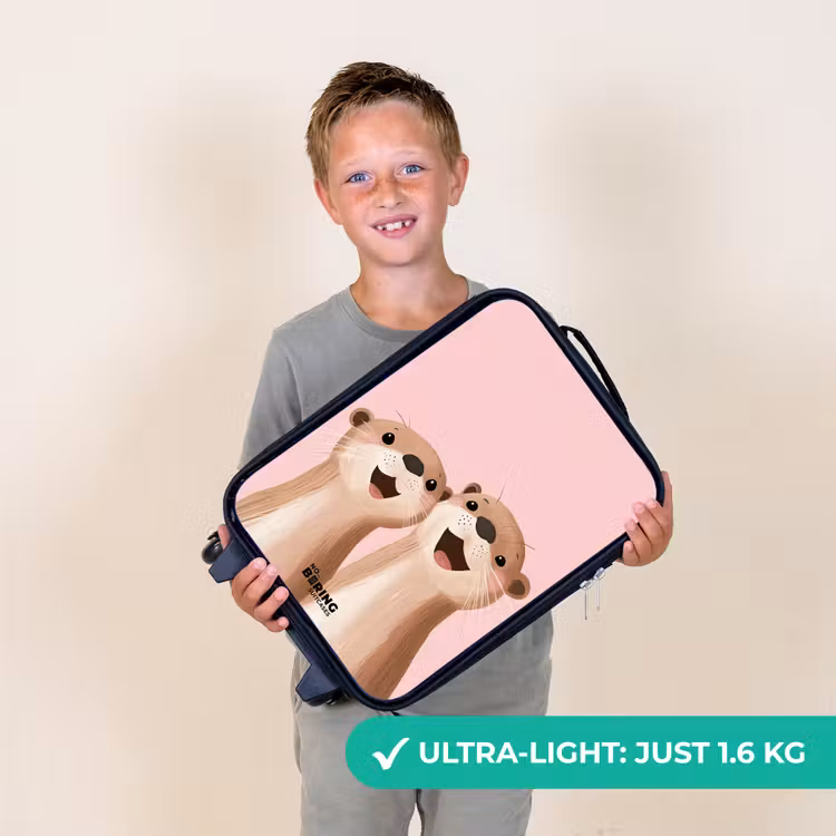 Otters - Lachen - Roze - Illustratie Kinderkoffer - Zwart klein -sfeer4_UK