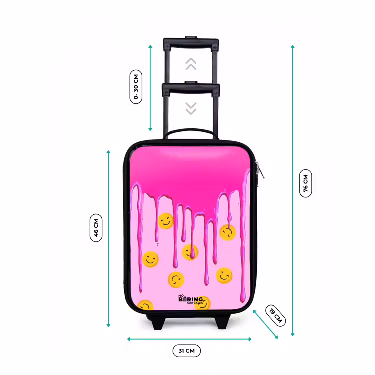 Verf - Smiley - Roze Kinderkoffer - Zwart klein -productfoto_formaten