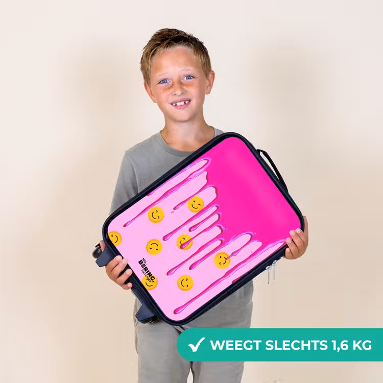 Verf - Smiley - Roze Kinderkoffer - Zwart klein -sfeer4_NL