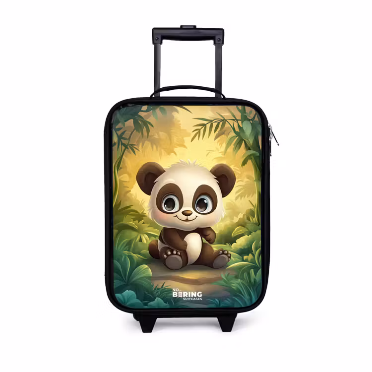 Panda - Bamboebos - Groen Kinderkoffer - Zwart klein -3d