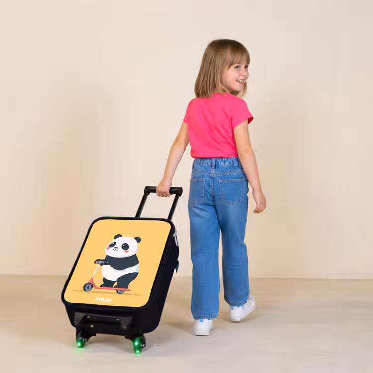Panda - Step - Geel Kinderkoffer - Zwart klein -sfeer1