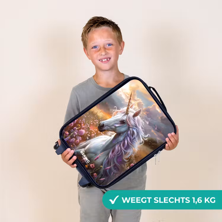 Pastel parelhoorn Kinderkoffer - Zwart klein -sfeer4_NL