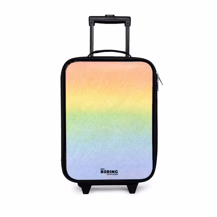 Pastel regenboog van krijt Kinderkoffer - Zwart klein -3d