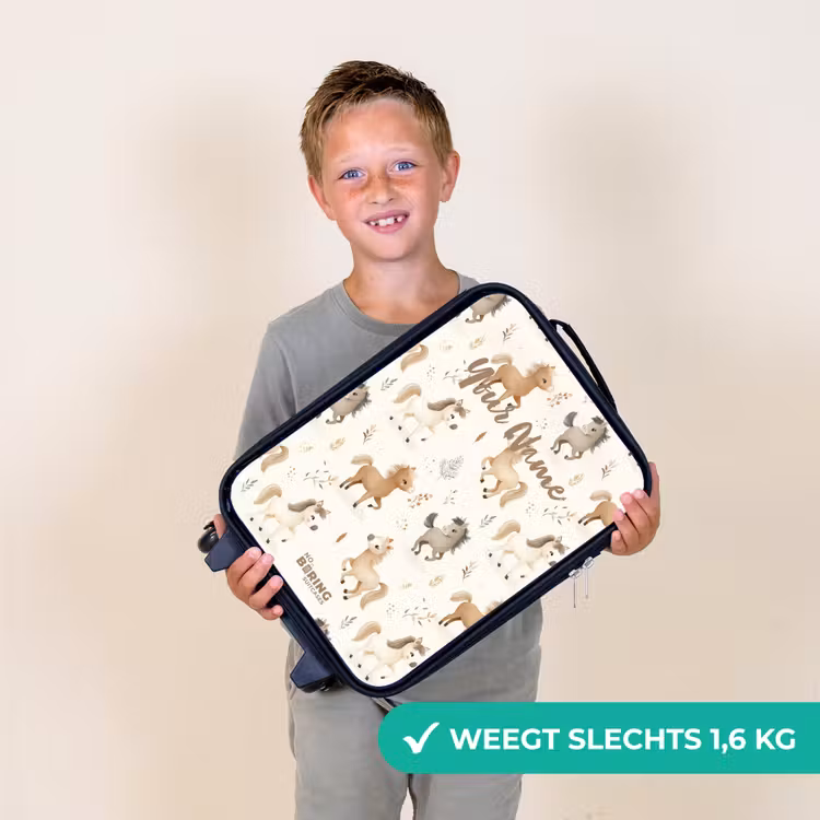 Patroon van veulens in beige en bruin kleuren Kinderkoffer - Zwart klein -sfeer4_NL