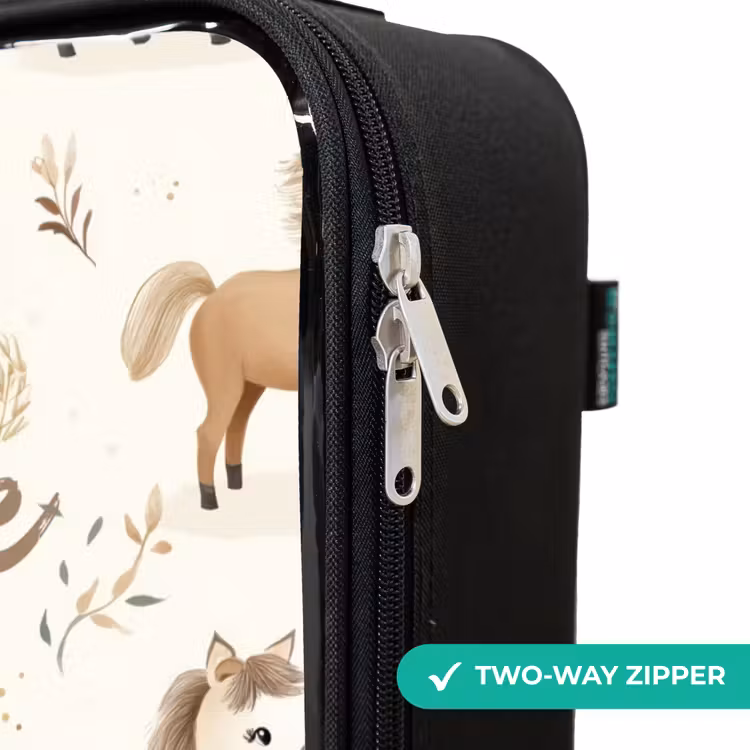 Patroon van veulens in beige en bruin kleuren Kinderkoffer - Zwart klein -rits_UK