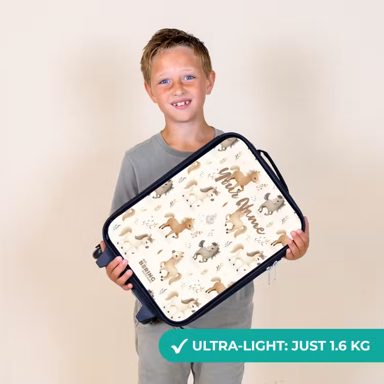 Patroon van veulens in beige en bruin kleuren Kinderkoffer - Zwart klein -sfeer4_UK