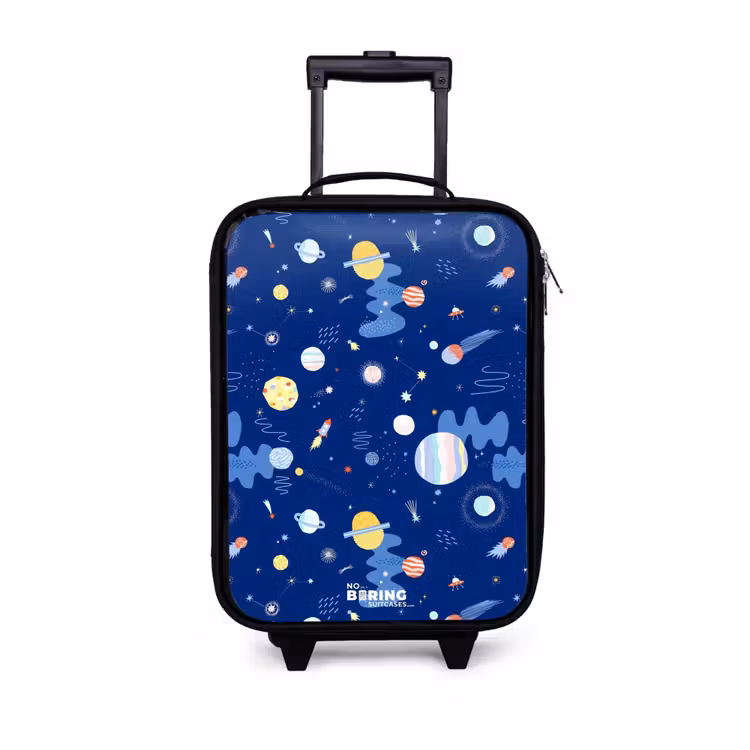 Patroon van planeten op een donkere achtergrond Kinderkoffer - Zwart klein -3d
