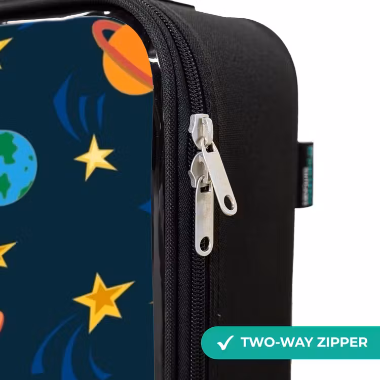 Patroon van raketten en planeten Kinderkoffer - Zwart klein -rits_UK