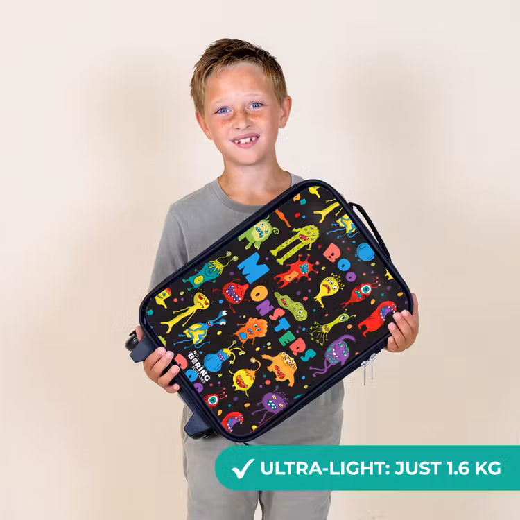 Patroon van monsters Kinderkoffer - Zwart klein -sfeer4_UK