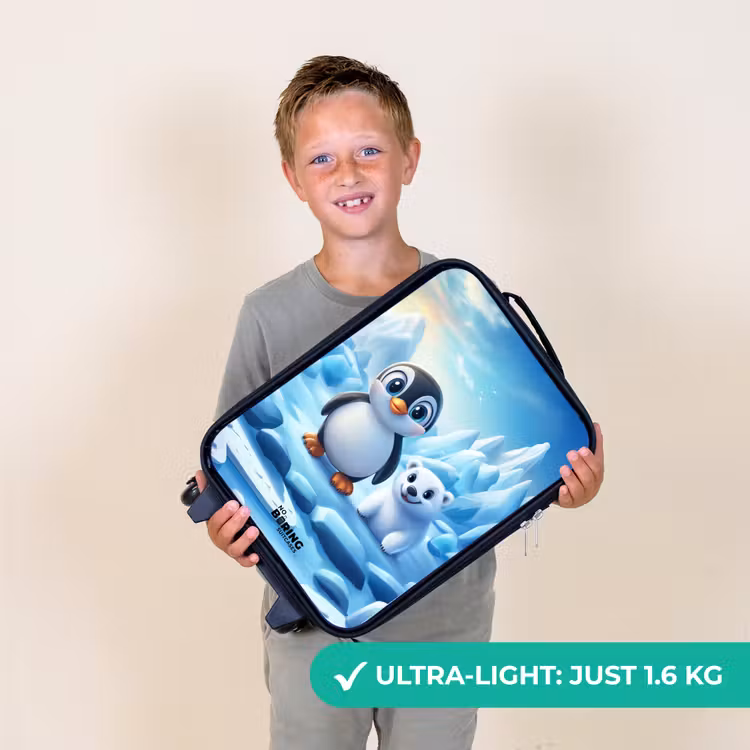 Pinguïn en ijsbeertje op ijsschotsen Kinderkoffer - Zwart klein -sfeer4_UK