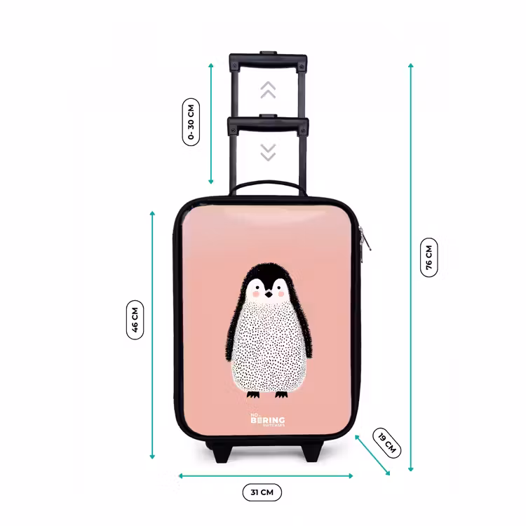 Pinguïn - Stippen - Roze - Minimalistisch Kinderkoffer - Zwart klein -productfoto_formaten