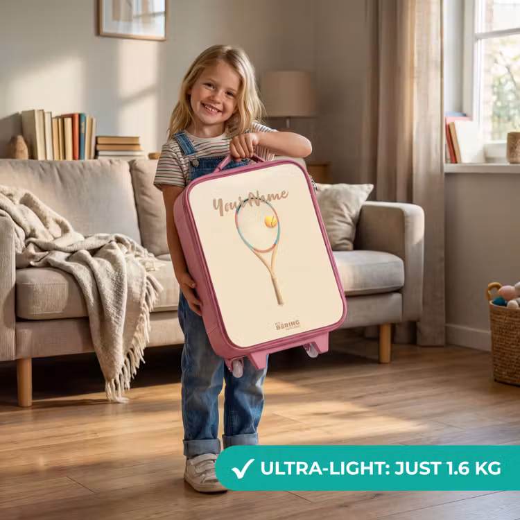 Een tennisracket in beige tinten Kinderkoffer - Roze klein -sfeer2_EN