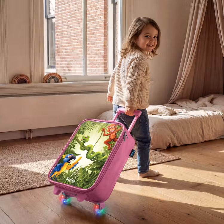 Dieren in de jungle Kinderkoffer - Roze klein -sfeer1