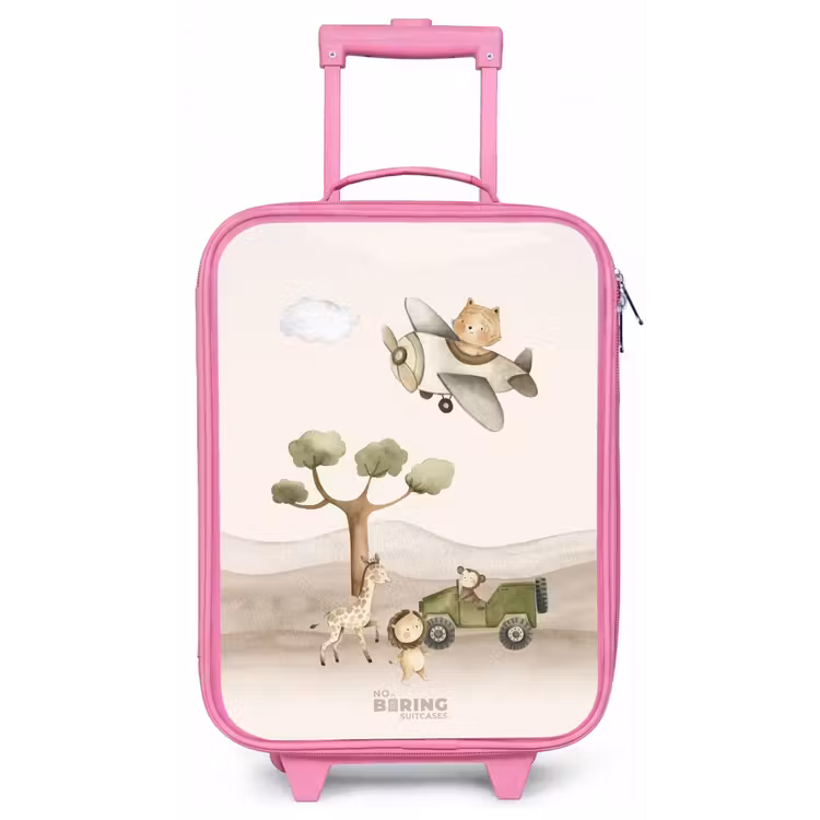 Dieren op safari Kinderkoffer - Roze klein -zz3dotto