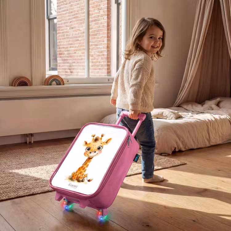 Baby giraffe Kinderkoffer - Roze klein -sfeer1