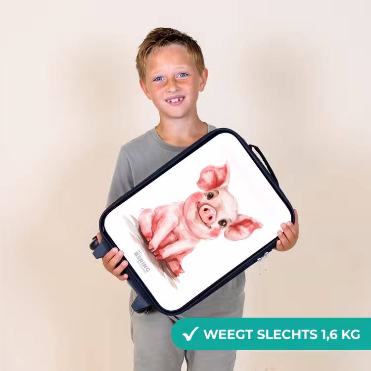 Roze baby varken Kinderkoffer - Zwart klein -sfeer4_NL