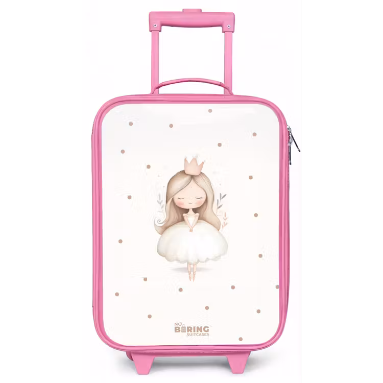 Ballerina prinses tussen beige stippen Kinderkoffer - Roze klein -zz3dotto
